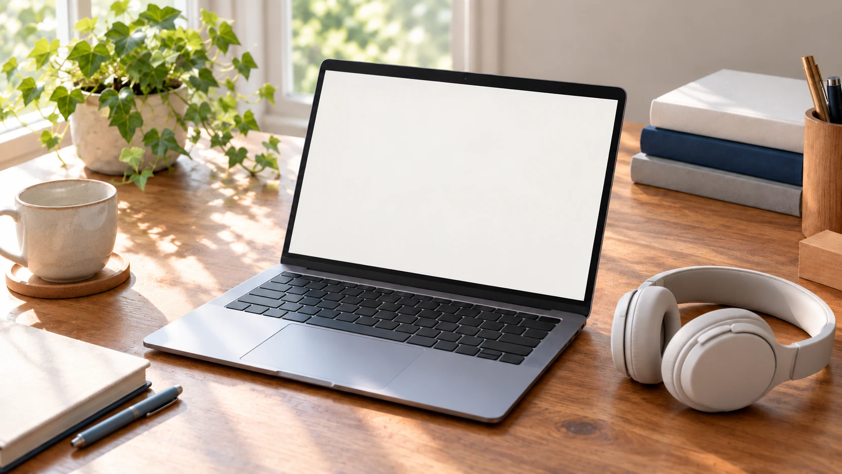 オンラインで小論文を学ぶための机とPC
