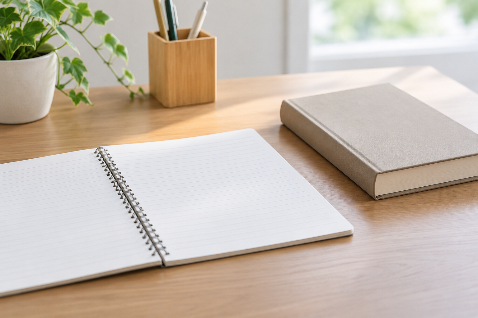 小論文の学習に使うノートと書籍（生成イメージ）
